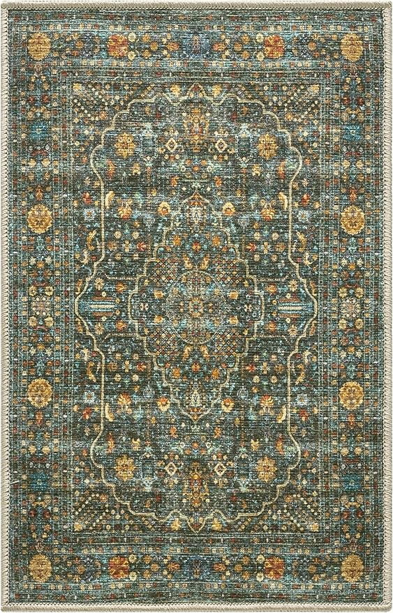 Keen Home Design 2x3 Rug - Machine Washable Entry Rug with Non-Slip Backing, Ideal for Enteryway, Kitchen, Bathroom, Laundry Room - Vintage, Easy Clean, Durable, Low Pile Rug - (2' x 3')