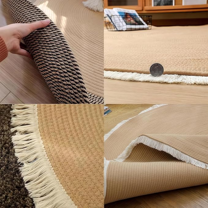 Cotton Rope Area Rug for Cats, Cat Scratching Rug, Washable Round Vintage Reversible Woven Tassel Rug, Soft and Stylish Home Accent, Easy Clean, Multiple Sizes (Gray, 32" (80cm))