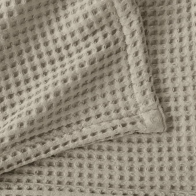 100% Cotton Waffle Weave Bed Blanket | Soft, Breathable, and Lightweight Blanket for All-Season | Perfect for Layering | Brielle Collection (King, Linen)