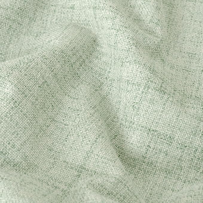 Lajode Sage Green Blackout Curtains for Bedroom - Linen Curtains 45 Inch Length Thermal Insulated Privacy Burlap Boho Window Drapes for Basement Scandi Farmhouse Nursery, 2 Panels, Each 52" Wide
