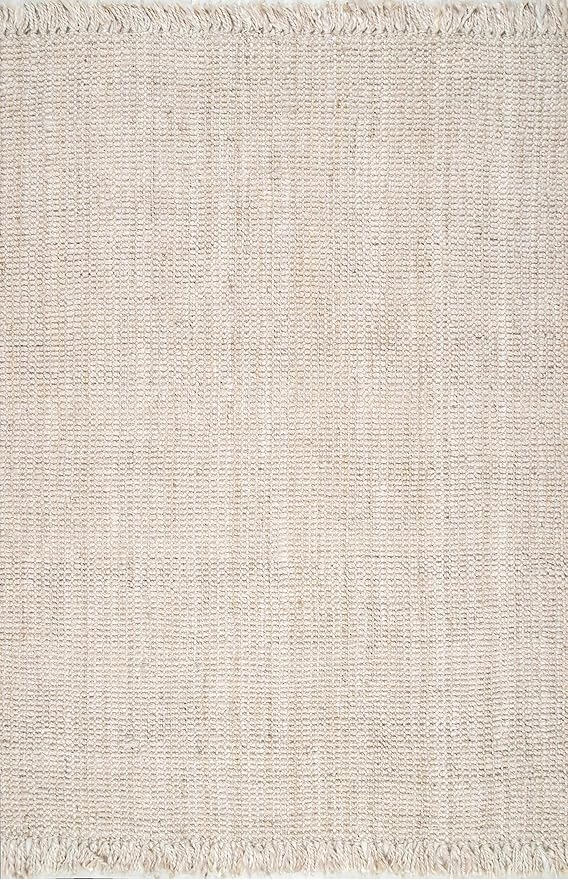 Nuloom Daniela Off-White, 6' x 9', Handmade, Jute, Tassel, Soft and Textured, High Traffic, Stain Resistant, Easy Clean, Durable Area Rug for Bedroom, Living Room, Dining Space, Foyer, Entryway