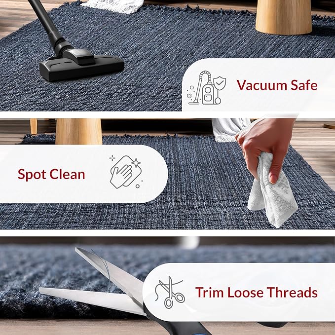 Nuloom Daniela Navy, 5' x 7'6", Handmade, Jute, Tassel, Soft and Textured, High Traffic, Stain Resistant, Easy Clean, Durable Area Rug for Bedroom, Living Room, Dining Space, Foyer, Entryway