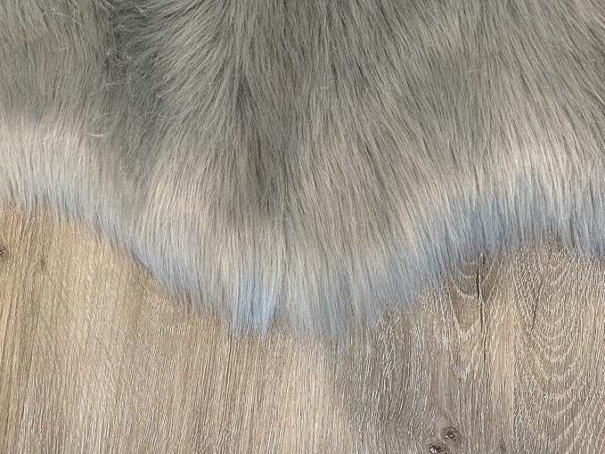 LAMBZY Faux Sheepskin Super Soft Hypoallergenic Silky Shag Rug for Living Room, Kids Room, Sofa (Duo Decto 12 Pelts 6'x12', Grey)