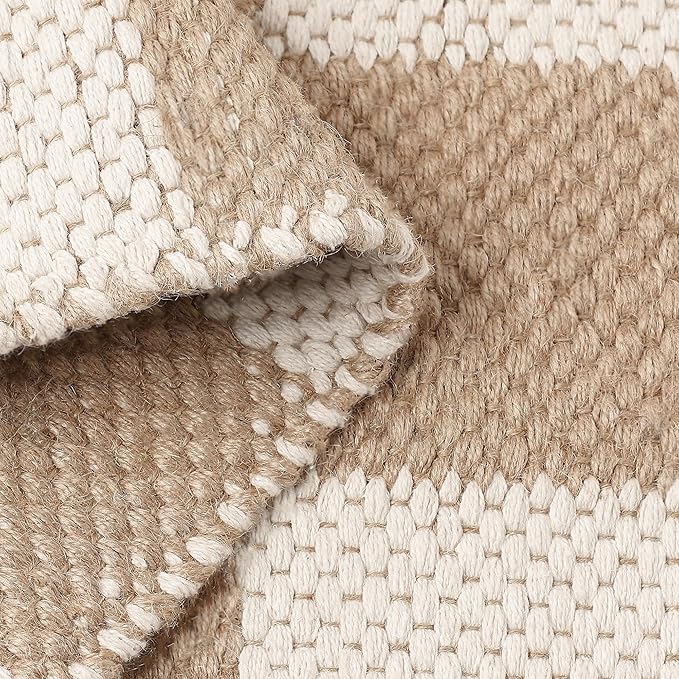 REDEARTH · Jute Cotton Area Rug - 2'x6' Rectangular Rug, Sustainable Handwoven, Non-Shedding, Soft & Durable – Reversible, Neutral Tones for Home Décor in Living Room, Dining Room, Bedroom, Set of 2