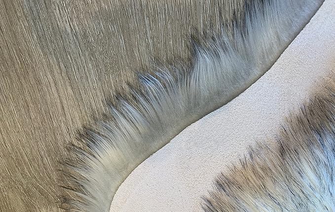 LAMBZY Faux Sheepskin Super Soft Hypoallergenic Silky Shag Rug for Living Room, Kids Room, Sofa (Triple Side by Side 3'x6', White/Black Tips)