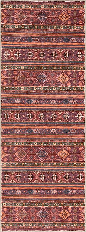 Keen Home Design 2x7 Rug - Machine Washable Runner Rug with Non-Slip Backing, Ideal for Hallway, Entryway, Kitchen, Laundry Room - Vintage, Easy Clean, Durable, Low Pile Rug - (2'6" x 7')