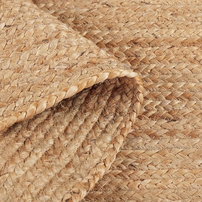 REDEARTH · Round Area Rug - Hand Woven Braided 100% Natural Jute - Artisan Made Reversible Boho Jute Rugs for Bedroom - Kitchen - Living Room - Farmhouse - Aesthetic Home Decor (8' Feet - Natural)