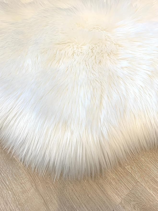LAMBZY Faux Sheepskin Super Soft Hypoallergenic Silky Shag Rug for Living Room, Kids Room, Sofa (Single 2'x3', White)