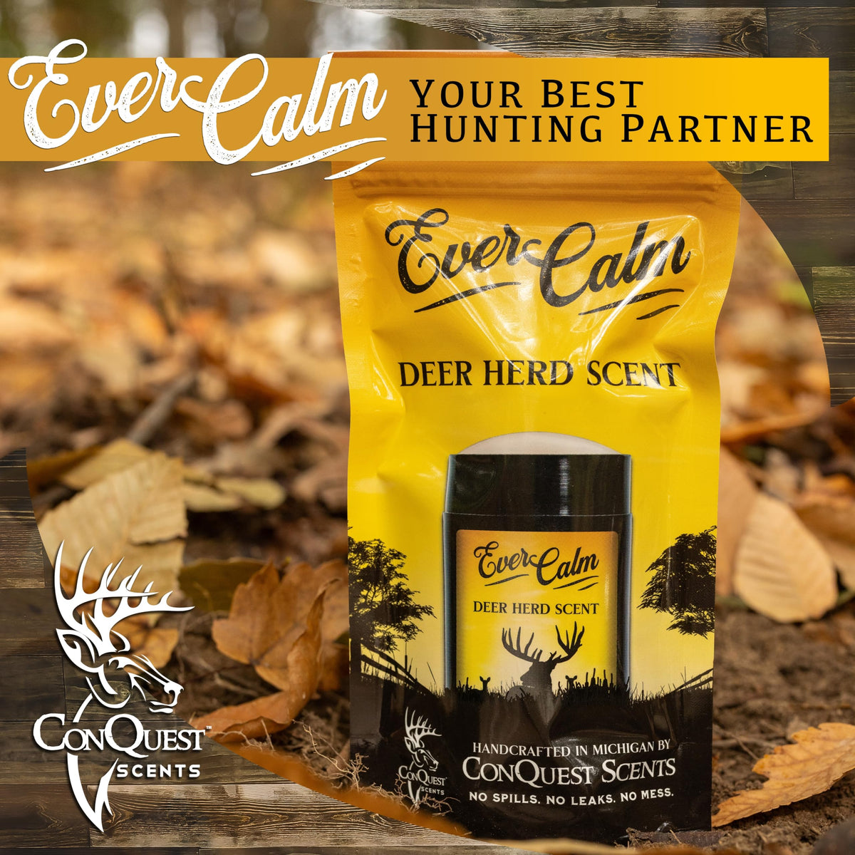 Conquest Scents EverCalm Deer Herd Scent Stick – Deer Attractant & Calming Scent, All-Season Effectiveness, Versatile Hunting Wax Stick, 2.5 oz