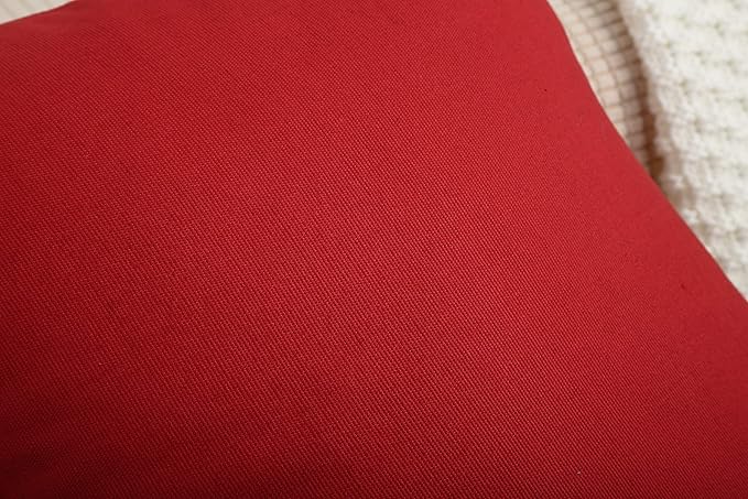 TangDepot Set of 2 Handmade Decorative Solid 100% Cotton Canvas Throw Pillow Covers/Cushion Covers, 45 Colors Available - (20"x20" 2 Pieces, Deep Red)