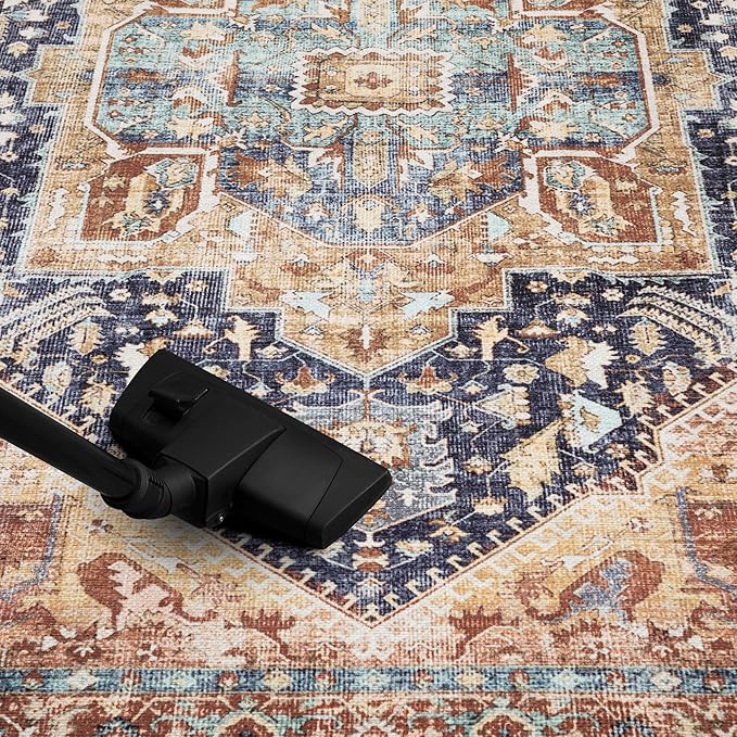 Keen Home Design 2x10 Rug - Machine Washable Runner with Non-Slip Backing, Ideal for Hallway, Entryway, Kitchen, Laundry Room - Vintage, Easy Clean, Durable, Low Pile Rug - (2'6" x 10')