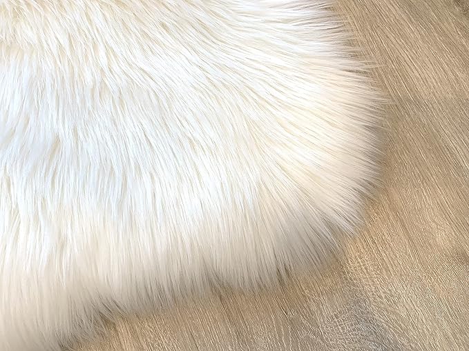 LAMBZY Faux Sheepskin Super Soft Hypoallergenic Silky Shag Rug for Living Room, Kids Room, Sofa (Double 2'x6', White)