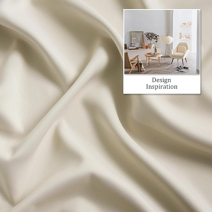 DUALIFE 96 Inch Length Cream Beige Curtains Blackout Window Drapes for Bedroom Thermal Insulated Room Darkening Curtains 2 Panels for Living Room,Grommet Top 42x96 Inches Long Buttercream
