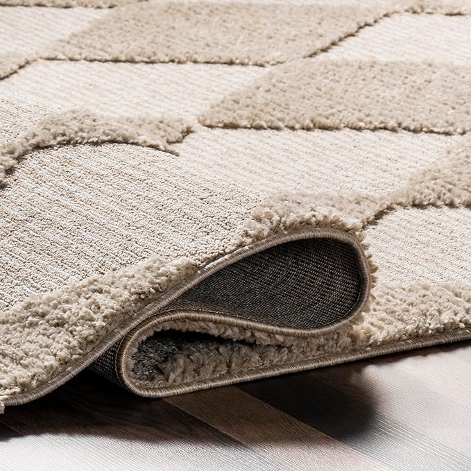 Nuloom Marissa Beige/Ivory, 12' x 15', Diamond, Tassel, Soft and Cozy, High Traffic, Stain Resistant, Easy Clean, Durable Area Rug for Bedroom, Living Room, Dining Space, Den, Foyer, Entryway