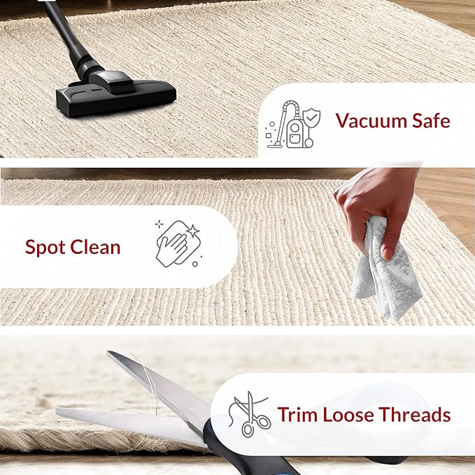 nuLOOM 7 Round Rigo Jute Hand Woven Area Rug, Off White, Solid Farmhouse Design, Natural Fiber, For Bedroom, Living Room, Dining Room, Hallway, Office, Kitchen, Entryway