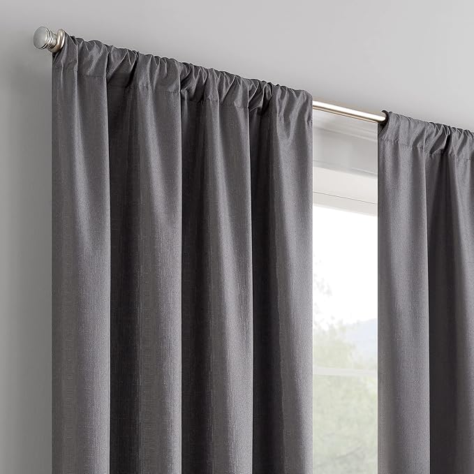 ECLIPSE Kendall Modern Blackout Thermal Rod Pocket Window Curtain for Bedroom or Living Room (1 Panel), 42" x 95", Charcoal