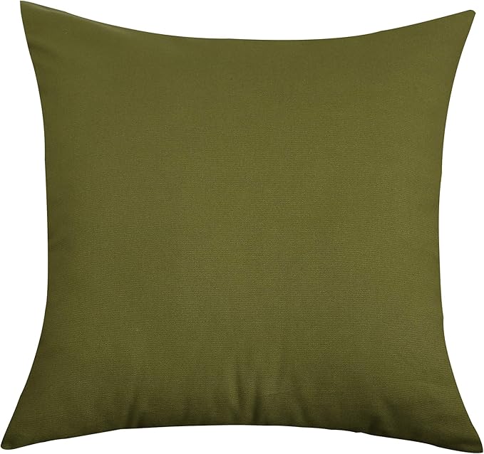 TangDepot Handmade Decorative Solid 100% Cotton Canvas Throw Pillow Covers/Pillow Shams, (18"x18", Olive Green)