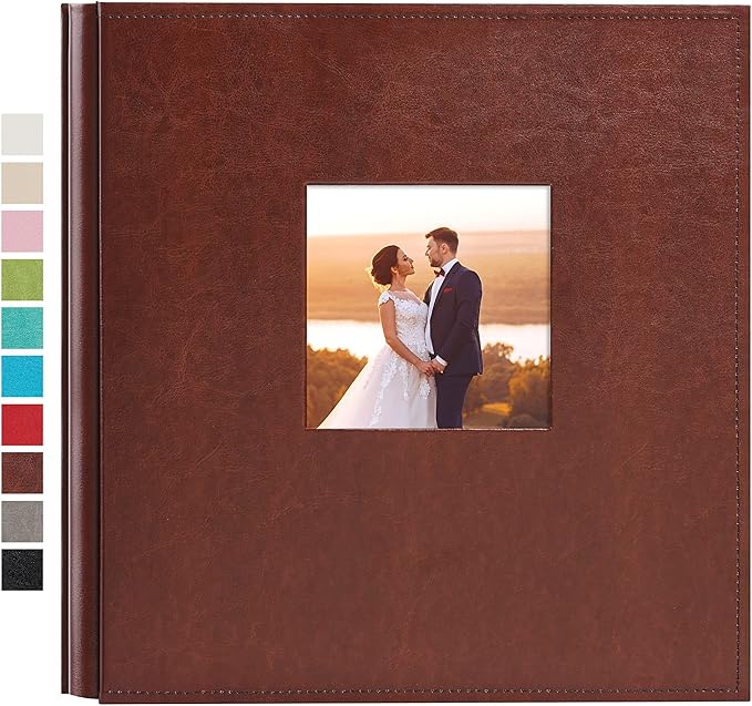 potricher Photo Album 4x6 600 Photos Leather Cover Large Capacity Picture Albums with 600 Horizontal and Vertical Pockets for Family Wedding Anniversary and Baby (Brown)