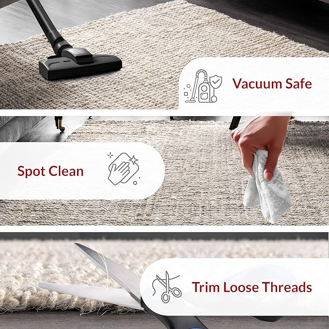 nuLOOM Ashli Solid Farmhouse Jute Area Rug, 8' Round, Off-white