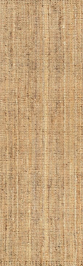 Nuloom Ashli Hand Woven, Natural, 2' 6" x 6', Farmhouse, Jute, Soft and Textured, High Traffic, Stain Resistant, Easy Clean, Durable Runner for Bedroom, Living Room, Dining Space, Den, Foyer, Entryway