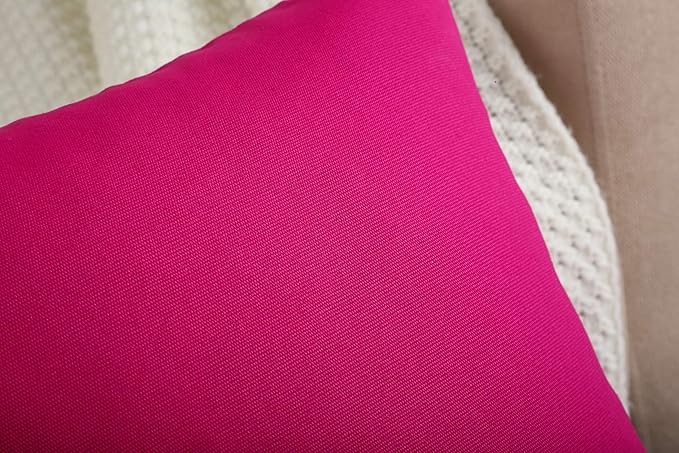 TangDepot Set of 2 Handmade Decorative Solid 100% Cotton Canvas Throw Pillow Covers/Cushion Covers, 45 Colors Available - (18"x18" 2 Pieces, Brilliant Rose)