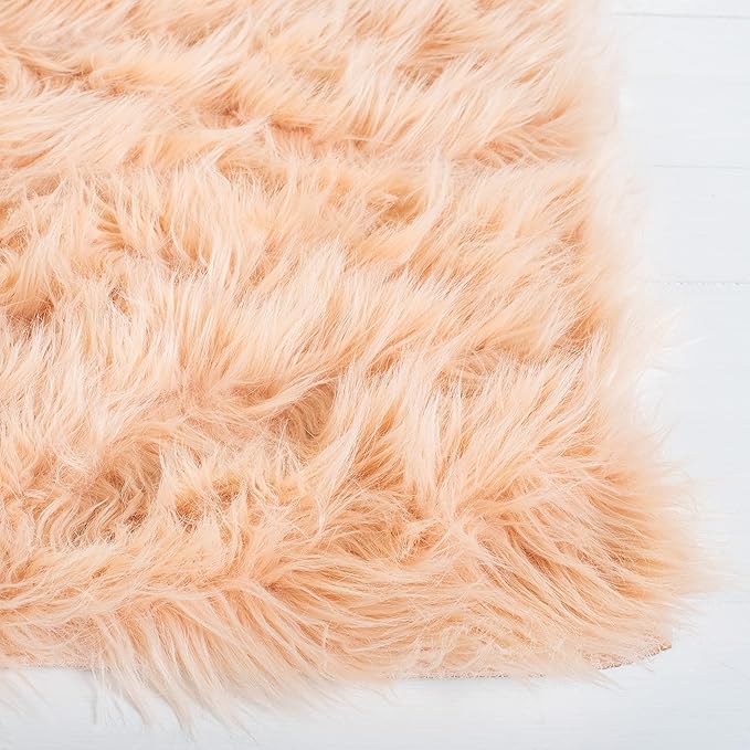 SAFAVIEH Faux Sheep Skin Collection 5' x 7' Light Pink FSS235U Silken Glam 2.35-inch Thick Area Rug
