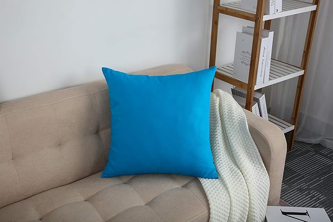 TangDepot Handmade Decorative Solid 100% Cotton Canvas Throw Pillow Covers /Pillow Shams, (16" x16" , Pacific Blue, 1 Count (Pack of 1))