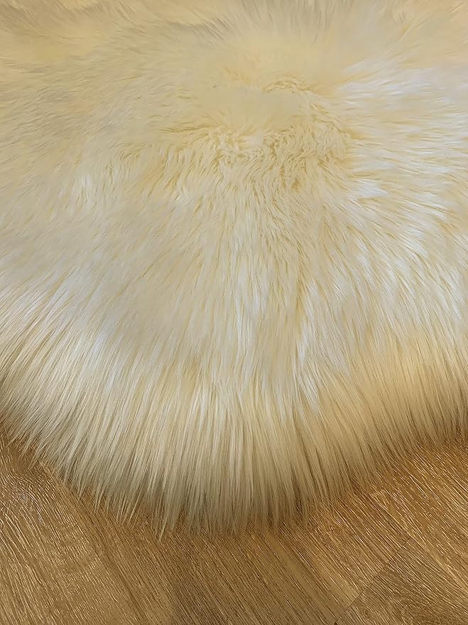 LAMBZY Faux Sheepskin Super Soft Hypoallergenic Silky Shag Rug for Living Room, Kids Room, Sofa (Double Side by Side 3'x4, Cream)