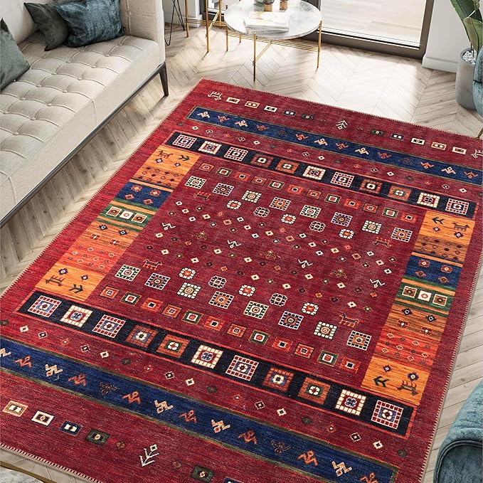 Keen Home Design 9x12 Rug - Machine Washable Area Rug with Non-Slip Backing, Ideal for Living Room, Dining Room, Bedroom - Vintage, Easy Clean, Durable, Low Pile Rug - (9' x 12')
