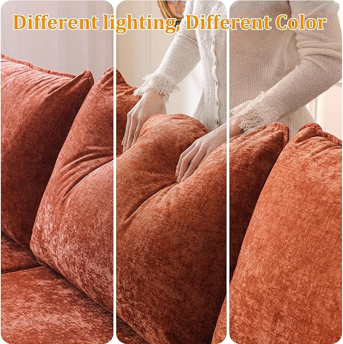 73'' Loveseat Sofa with Seats Storage, Modular Sectional Sofa with Movable Ottoman,Oversized Comfy Couches with Deep Seat,7.8'' Cushion,Couch for Living Room,Bedroom,Chenille,Orange