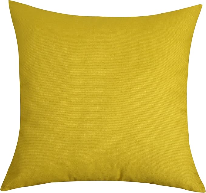 TangDepot Handmade Decorative Solid 100% Cotton Canvas Throw Pillow Covers/Pillow Shams, (14"x14", Deep Yellow)