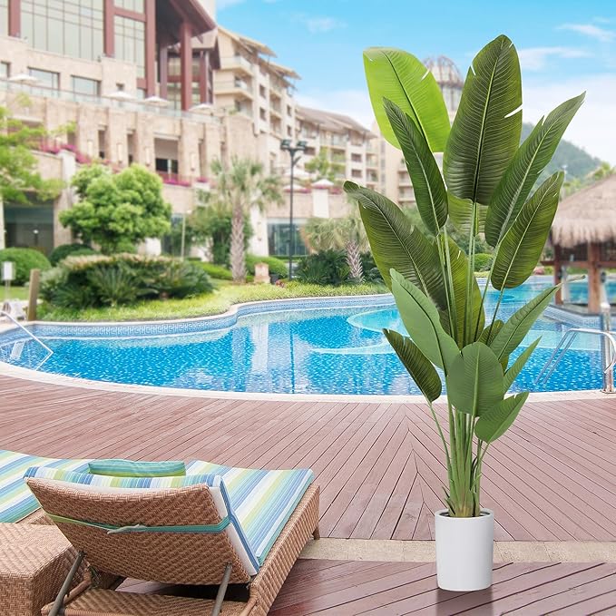 Large Artificial Plants Indoor 7.2Ft Silk Bird of Paradise Big Tall Fake Tree Faux Green Silk Floor Potted Plants for Home Living Room Bedroom Office Decor (2 Pack)…