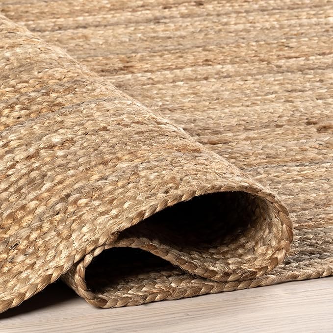 nuLOOM Oval 5x8 Rigo Jute Hand Woven Area Rug, Natural, Solid Farmhouse Design, Natural Fiber, For Bedroom, Living Room, Dining Room, Hallway, Office, Kitchen, Entryway