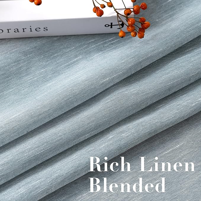 H.VERSAILTEX Linen Curtains Flax Linen Blended Curtain Panels for Living Room/Bedroom Semi Sheer Privacy Curtains 72 inch Length 2 Panels Set Nickel Grommet Window Drapes (52" W x 72" L, Teal)