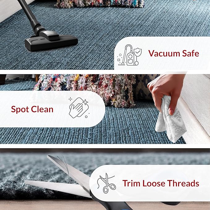 Nuloom Daniela Blue, 8'6" x 11'6", Handmade, Jute, Tassel, Soft and Textured, High Traffic, Stain Resistant, Easy Clean, Durable Area Rug for Bedroom, Living Room, Dining Space, Foyer, Entryway