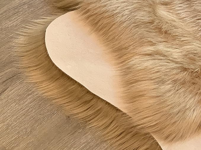 LAMBZY Faux Sheepskin Super Soft Hypoallergenic Silky Shag Bear Rug for Living Room, Kids Room, Sofa (2'x3', Beige)