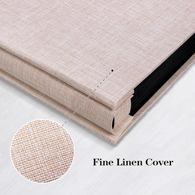 Mublalbum Small Photo Album 4x6 200 Photos Linen Cover Picture Book with Horizontal Pockets for Wedding Family Anniversary and Baby (Beige)