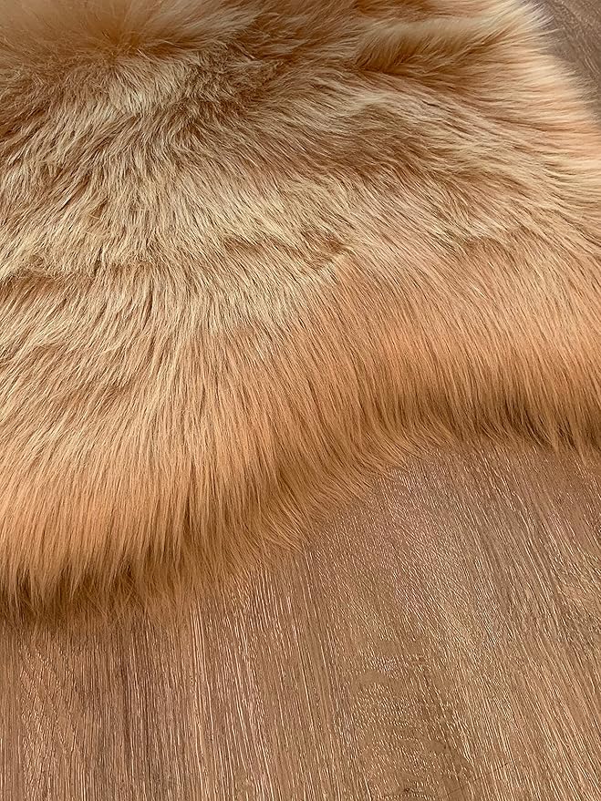 LAMBZY Faux Sheepskin Super Soft Hypoallergenic Silky Shag Rug for Living Room, Kids Room, Sofa (Octo 8 Pelts 6'x8', Beige)