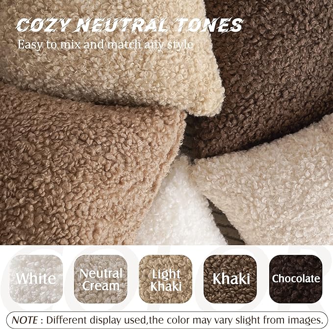 Foindtower 2 Pieces 26x26 Inch Chocolate, Faux Fur Throw Pillow Cover Accent Sherpa Pillow Fuzzy Soft Pillowcases Sheepskin Decorative Fleece Cushion Case for Bed Couch Living Room