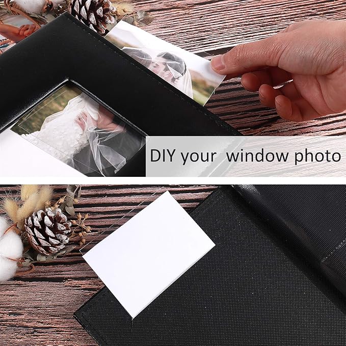 RECUTMS 4x6 Wedding Photo Album - Premium Leather Cover Couple Anniversary Family Baby School Graduation Photo Book (Beige)