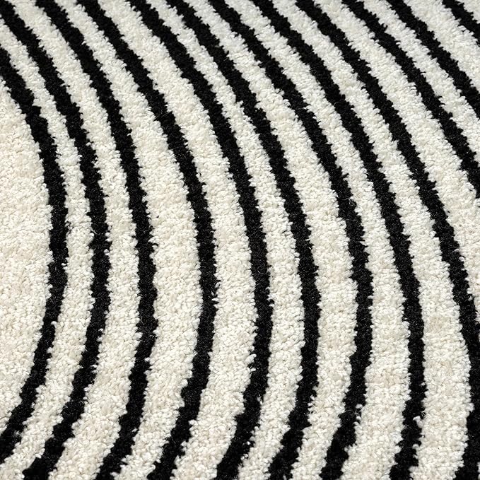 Abani Nuevo Beige Black Swirls Modern Area Rug 4' x 6' for Living Room, Bedroom - Abstract Design - Durable & Easy to Clean