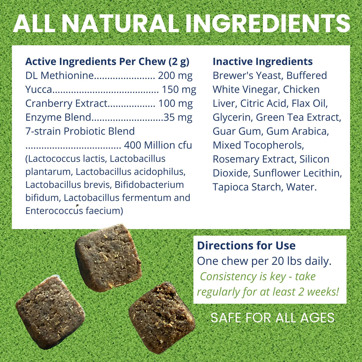 Under the Weather Nice Grass Chews for Dogs | Digestive Enzymes for Dogs | Canine Urine Neutralizer for Grass | Probiotics for Digestive Health | Vet Formulated Lawn Care Supplement | 60 Count