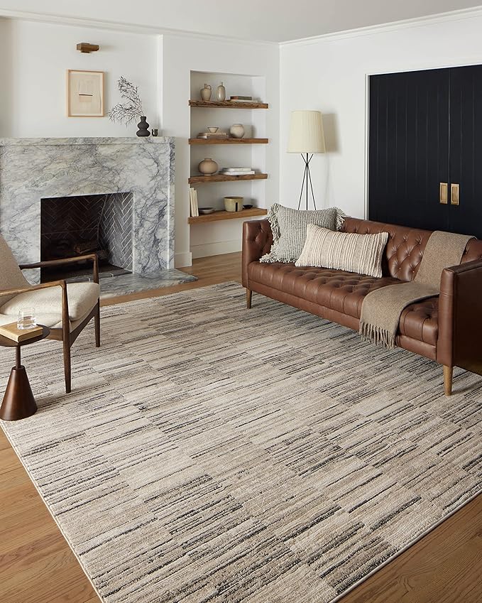 Loloi Darby Collection DAR-01 Charcoal/Sand 6'-7" x 9'-3" Area Rug