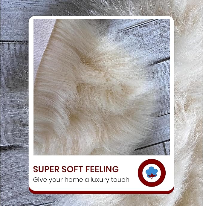 LAMBZY High Pile Super Soft Faux Sheepskin Rug (9'x12', Cream)