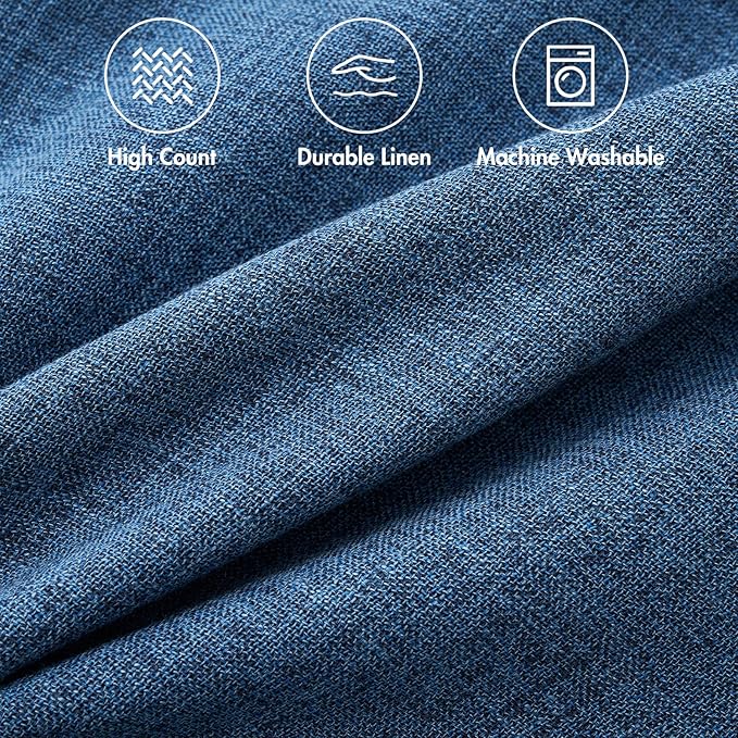 MIULEE Pack of 2 Decorative Linen Burlap Coastal Pillow Covers Farmhouse Accent Pillowcases for Sofa Car Couch Bedroom Living Room Decor 12x20 Inch Blue