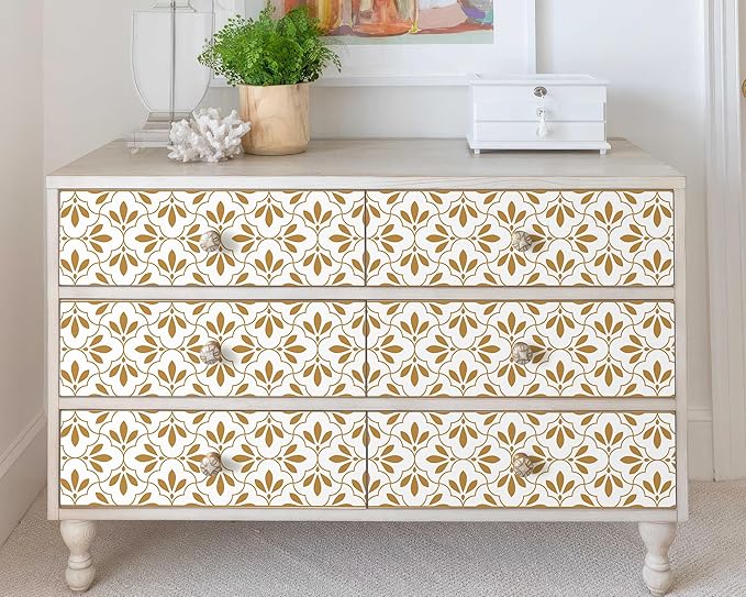 FLFK Wallpaper Border Gold and White Patterns Peel and Stick Wall Border Self Adhesive Wallpapers for Living Room Bedroom Kitchen Bathroom 8"x240"
