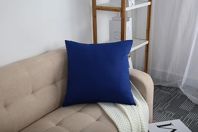 TangDepot Handmade Decorative Solid 100% Cotton Canvas Throw Pillow Covers/Pillow Shams, (20"x20", Royal Blue)
