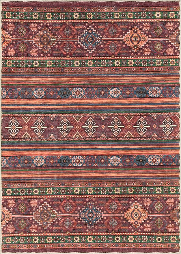 Keen Home Design 9x12 Rug - Machine Washable Area Rug with Non-Slip Backing, Ideal for Living Room, Dining Room, Bedroom - Vintage, Easy Clean, Durable, Low Pile Rug - (9' x 12')