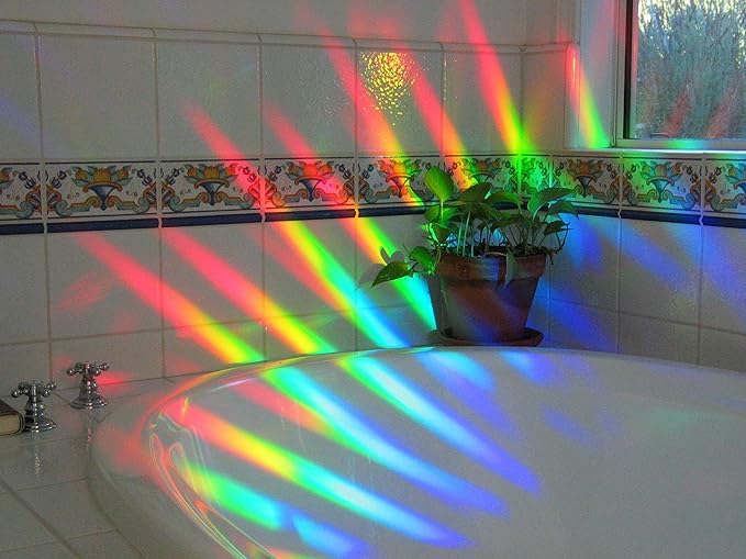 Rainbow Symphony - Rainbow Window Suncatcher – Prism Light Catcher for Windows Creates Vibrant Rainbows – 4" Hanging Sun Catcher with Axicon Pattern and Bonus Decal – Made in USA