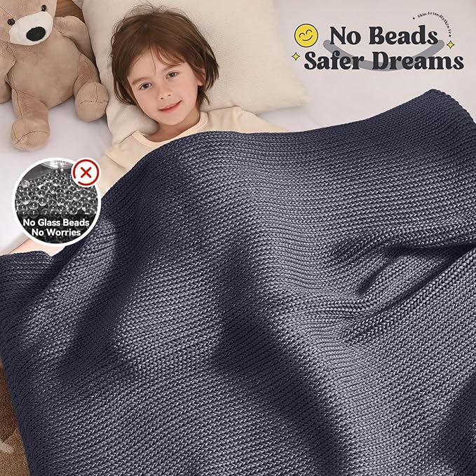 Guohaoi Knitted Weighted Blanket Kids (Dark Grey 36"x48" 5lbs) No Beads Cooling Heavy Blanket, Home Decor Breathable Chunky Knit Throw Blanket for All-Season Use